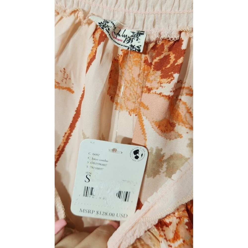Free People Bodysuit Womens S Coral Lotus Flora Dressy Going Out Feminine Ruffle - Picture 3 of 11
